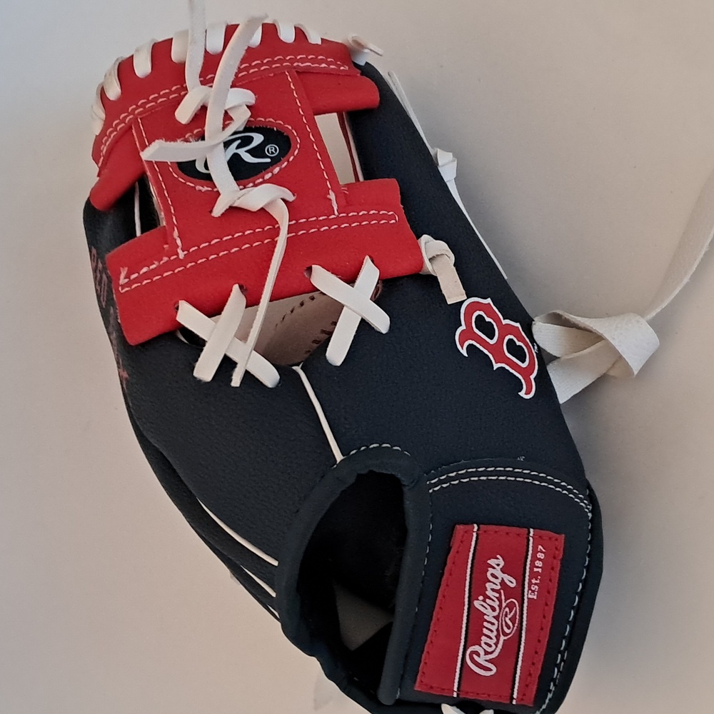 Red Sox Youth Baseball 10 Inch Mitt Boston Rawlings Red Navy White Right Hand - Picture 5 of 11